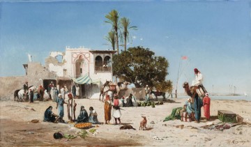 Marche au bord du Nil ヴィクトル・ユゲ オリエンタリスト Oil Paintings